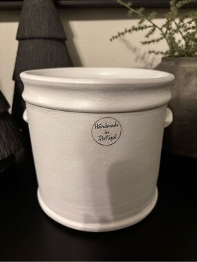 Handmade in Portugal White Ceramic Kitchen Utensil Crock